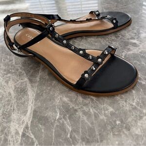 Coach Black and Tan Studded Sandal 8.5